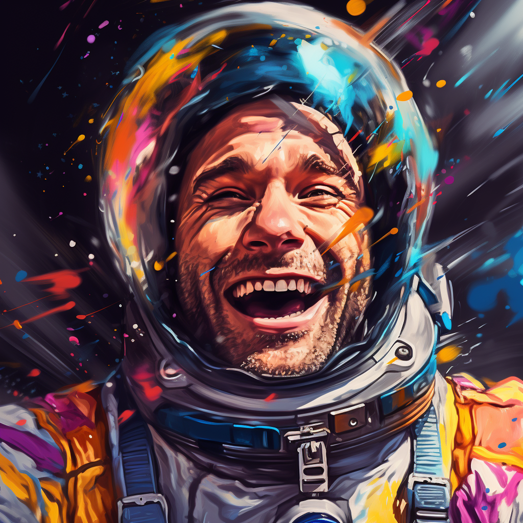 Picture of captain fish, an astronaut covered in paint.